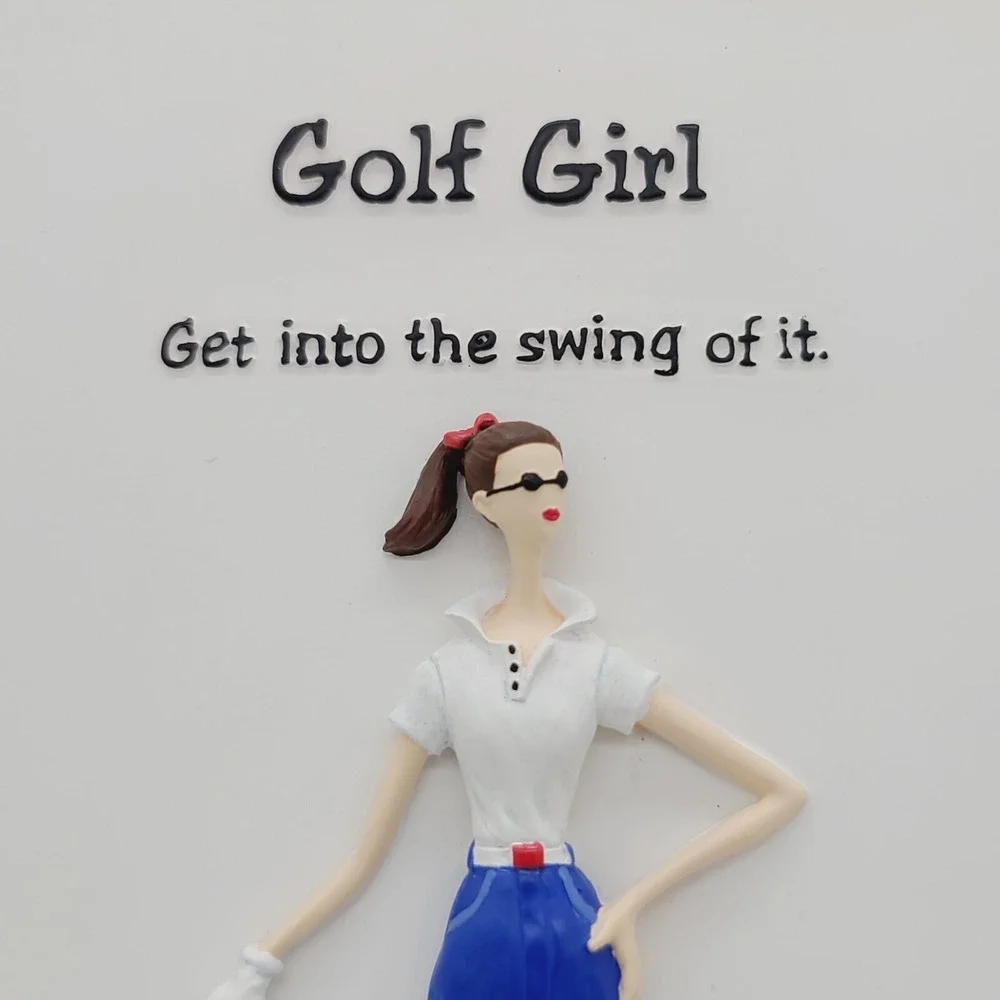 GOLF GIRL Get Into The Swing Of It Hanging Plaque Wall Decor Female Golfer Gift